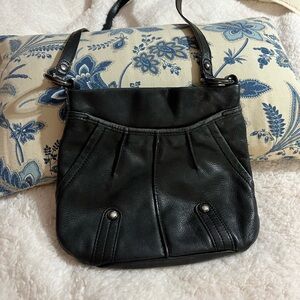 b. makowsky Black Leather Crossbody Bag